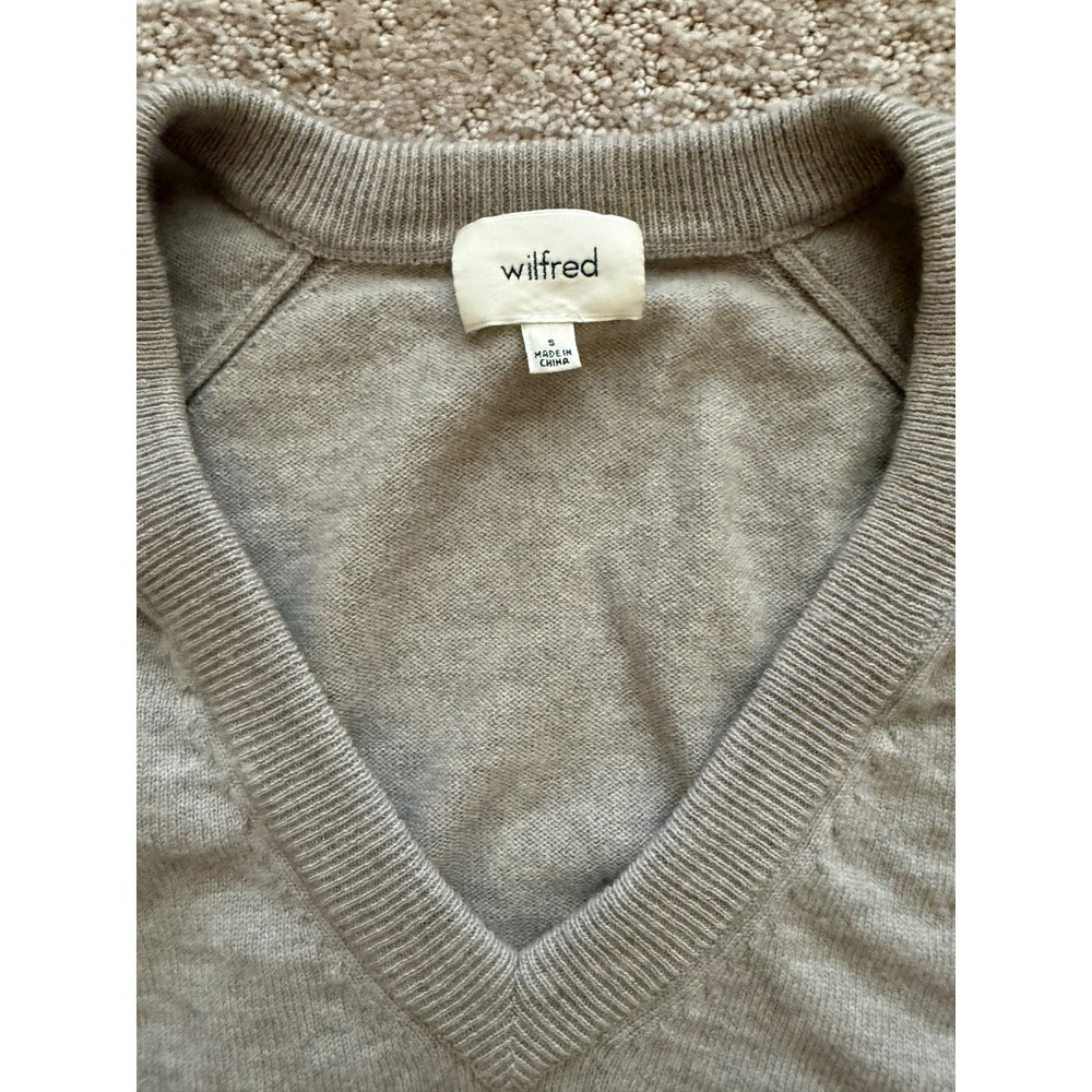 Wilfred Aritzia V-Neck Sweater Women S Grey Wool Cashmere Knit Pullover Luxury - Picture 4 of 9
